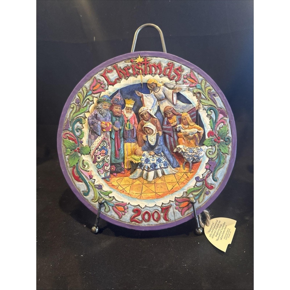 Jim Shore Born This Day 2007 Heartwood Creek 8" Decorative Plate w/ Stand